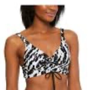 BAR III Bikini Top Heat Wave Swimsuit Black White size‎ Small NWT